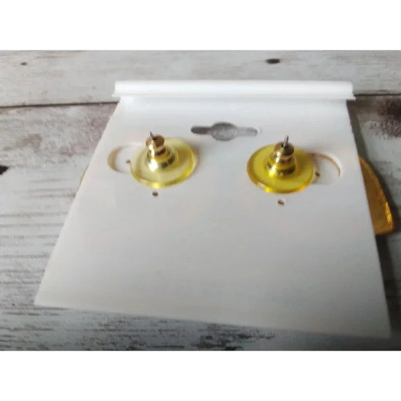 NWT Vintage 1980s Gold Tone & Tortoiseshell Enamel Earrings - Picture 2 of 4